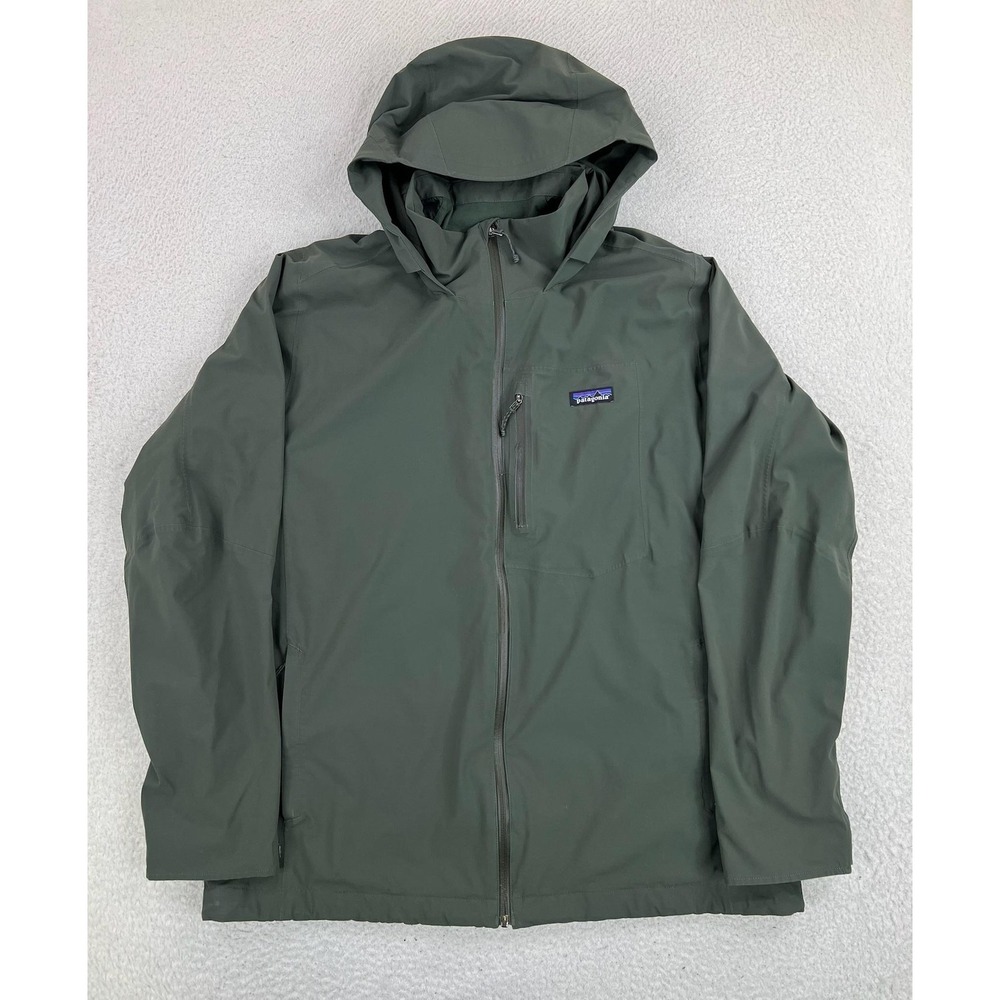 Patagonia Quandary Jacket Mens XL Green H2No Hooded Waterproof Full Zip
